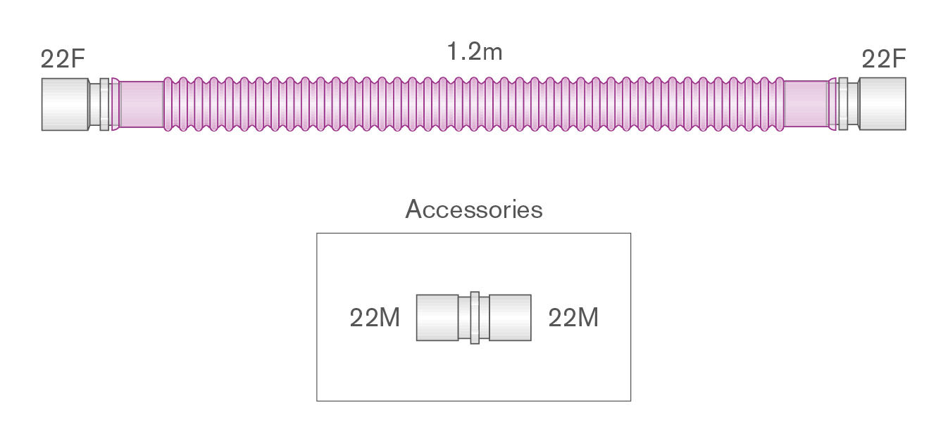 22mm Flextube™ Silver Knight™ anti-microbial bagging limb, ≥ 1.2m  