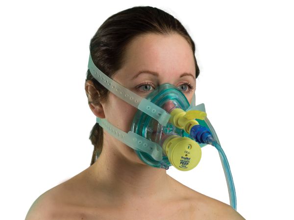 Ventumask CPAP mask with integral Venturi flow driver and adjustable PEEP valve, extra large