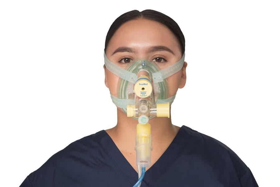 Ventumask 30 PRO with integral Venturi flow driver, adjustable PEEP valve, nebuliser access and overpressure valve, extra large