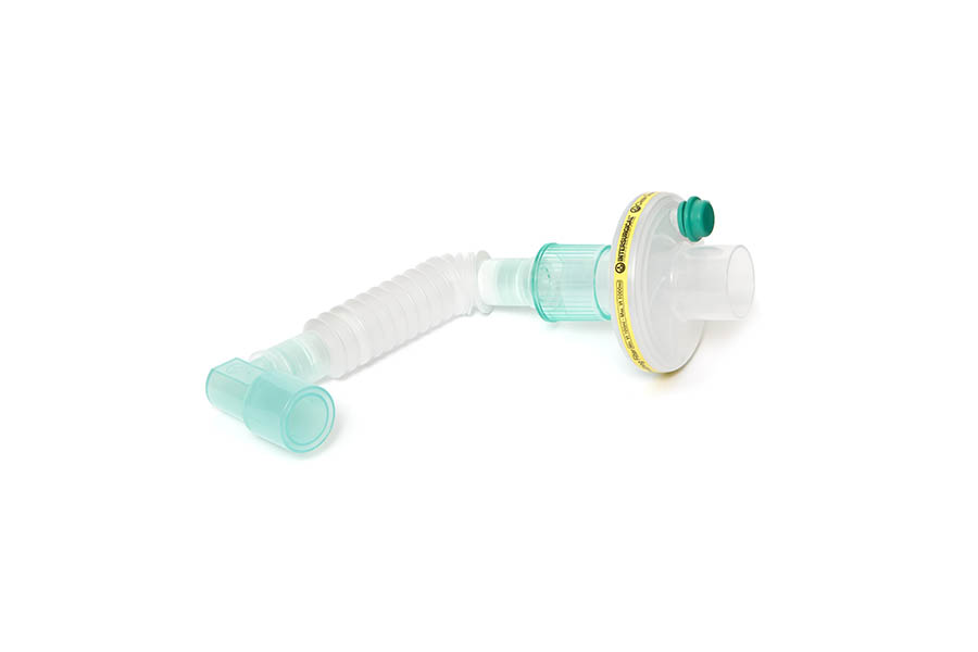 Clear-Guard™ Midi low volume breathing filter with luer port, SuperSet™ catheter mount and fixed elbow