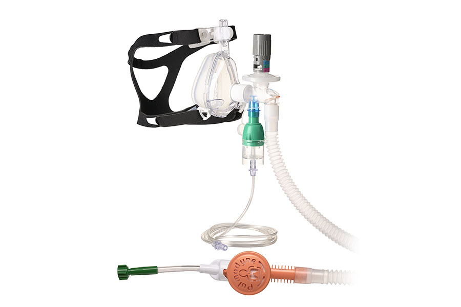 O2-MAX™ Fixed System with expandable tube, 5-SET™ adjustable PEEP valve, nebuliser and BiTrac ED Mask, medium adult