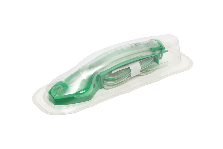 i-gel® Plus Resus Pack, medium adult – includes a size 4 i-gel® Plus with green hook ring, sachet of lubricant, airway support strap and a 16FG suction tube