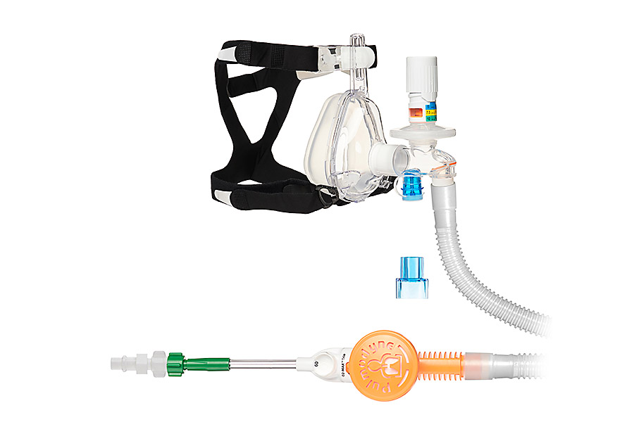 O2-MAX™ Trio System with DIN Quik-Connect™, with corrugated tube, 3-SET™ adjustable PEEP valve and 15F - 30M adaptor