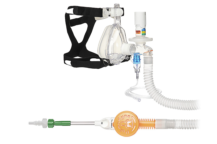 O2-MAX™ Trio System with AGA Quik-Connect™, with smoothbore tube, 3-SET™ adjustable PEEP valve and BiTrac ED Mask, medium adult