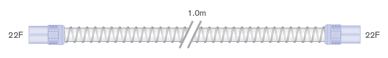 22mm Smoothbore tube with soft end connectors, 22F-22F, ≥ 1.0m