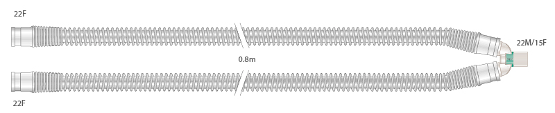 22mm adult, clear silicone breathing system, ≥0.8m